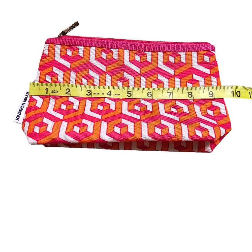 Jonathan Adler Pink Orange and White Clinique Cosmetic Bag New Without Tags - Picture 3 of 7